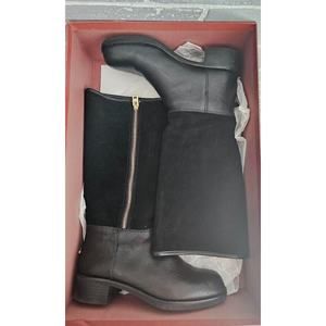 NIB Coach Knee High Boots Womens US 8 Black Bailey Safari Leather Suede Zip Boot